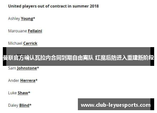 曼联官方确认瓦拉内合同到期自由离队 红魔后防进入重建新阶段